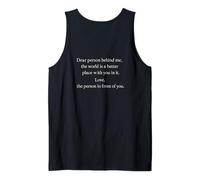 Querida Persona Detrás De Mí Positivo Minimalista Tipografía Amor Camiseta sin Mangas