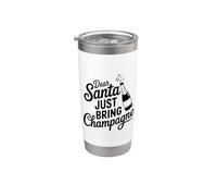 Querido Papá Noel acaba de traer champán, divertidas vacaciones Vaso térmico de acero inoxidable de doble pared