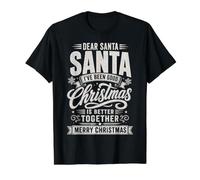Querido Papá Noel He Sido Buena Navidad Juntos Feliz Navidad Camiseta gráfica económica, Hombre, Negro, M