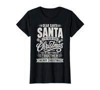 Querido Papá Noel He Sido Buena Navidad Juntos Feliz Navidad Camiseta gráfica económica, Mujer, Negro, L
