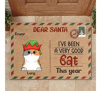 Querido Papá Noel, Hemos Sido Muy Buenos Gatos - Gato Personalizado Felpudo De Bienvenida Divertidos Alfombra De Baño Fácil De Limpiar Alfombra Puerta para Interior Entrada Casa Pasillo 40X60Cm