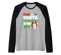 Querido Papá Noel, mi Hermano lo Hizo - Feliz Navidad Camiseta Manga Raglan