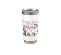 Querido Papá Noel, mi novia lo hizo, divertida fiesta de pijamas de Navidad Vaso térmico de acero inoxidable de doble pared