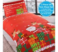 Querido Santa Funda Nórdica De Navidad Roja - Junior 4 En 1, Individual Y Doble