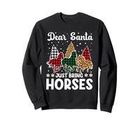 Querido Santa Just Bring Horses Elf Santa Leopard Sudadera