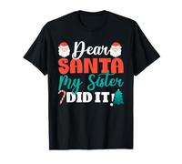 Querido Santa, mi Hermana lo Hizo, Feliz Navidad, Divertida y Linda Navidad Camiseta
