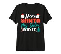 Querido Santa, mi Hermana lo Hizo, Feliz Navidad, Divertida y Linda Navidad Camiseta Premium