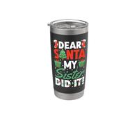 Querido Santa, mi hermana lo hizo, feliz Navidad, divertida y linda Navidad Vaso térmico de acero inoxidable de doble pared