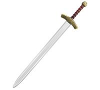 quescu King Arthur - Espada de juguete, espada larga medieval de 35 pulgadas, espada de plástico, accesorios de disfraz de caballero medieval para accesorios renacentistas, Red Hilt, Large