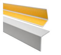 Quest Perfil angular 40x40mm, ángulo de plástico de PVC goma, perfil autoadhesivo de protección de bordes, perfil elástico de protección de esquinas, gris claro, 150cm