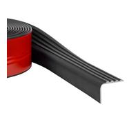 Quest Perfil autoadhesivo para bordes de escaleras, 50 x 48 mm, PVC flexible, antideslizante, resistente a los rayos UV, protección para bordes de escaleras, enrollable, 6 metros, negro