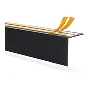 QUEST Perfil de ángulo de PVC, protección de bordes, embellecedor para riel de cortina, panel de plástico para riel de cortina, listón angular, longitud: 200 cm, color: negro, dimensiones: 35 x 35 mm