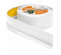 Quest Zócalo blando autoadhesivo con fresado - 50 mm x 20 mm - Rodapié de PVC para cocina, baño, pared, suelo, decorativo, resistente a los rayos UV, 10 metros, color blanco