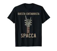 Questa Chitarrista Spacca Mano scheletrica música Rock Camiseta