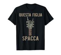 Questa Figlia Spacca Mano scheletrica música Rock Chitarra Camiseta