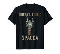 Questa Figlio Spacca Mano scheletrica música Rock Chitarra Camiseta
