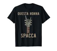 Questa Nonna Spacca Mano scheletrica música Rock Chitarra Camiseta