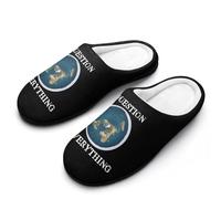 Question Everything Flat Earth - Pantuflas de casa para hombre, para interiores y exteriores, con suela de goma, Estilo:, 47 1/3 EU