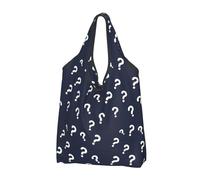 Question Mark - Bolsas de comestibles reutilizables con impresión minimalista - Bolsa de comestibles plegable con asas, Negro, 3 PCS