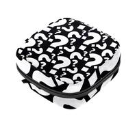 Question Mark - Kit de primer período con patrón negro para niñas, bolsa menstrual de tampón, soporte para almohadilla de lactancia con cremallera, organizador de servilletas sanitarias