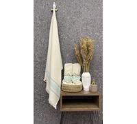 Questo Casa, Toalla de baño, Toalla de Playa16/1 Bamboo, Patrón de Afrodisias,Tejido Jacquard, Secado Rápido, 330 gsm, 80x150 Cm, 1 Pieza, Natural, Menta