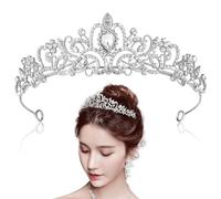 Questran Couronne de mariage, Diadème Cristal Couronne, Couronne Anniversaire Diadèmes, Cristal Diademe Femme et Fille, pour Anniversaire, Mariage, Spectacle, Danse Parties Festival (Argent)