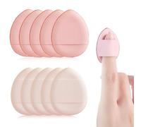 Quesuc 10 Piezas Mini Borlas Para Polvos Y Esponjas De Maquillaje Huda Beauty Powder Borlas De Textil Para Base De Maquillaje, Corrector Y Prebase Almohadillas Triangulares Blanco, Rosa
