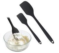 Quesuc 2 Pcs Espátula De Silicona : 315℃ Resistente Al Calor Lengua Raspadora Sin Costuras Flexible Antiadherente, Utensilio De Cocina Para Hornear Para Mezclar Remover Raspar (27Cm&18Cm, Negro)