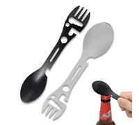 Quesuc 2 Piezas Navaja Tenedor, Cuchillo Camping Puede Abrir Botellas, Cortar Alimentos Y Cucharas Y Tenedores Para Acampar Y Salir