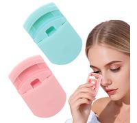 Quesuc 2 Piezas Rizador De Pestañas Portátil Rizador De Pestañas Con Botón De Presión Para Rizado Preciso De Plástico Para Mujeres Y Niñas, Todos Los Tipos De Ojos Azul Y Rosa 5.9X3.6 Cm