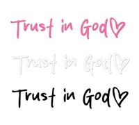 Quesuc 3 Piezas Pegatinas Para Retrovisor Trust In God I Love You Pegatinas Para Coche Para Conductores, Mujeres Y Hombres Negro, Blanco, Rosa (9X1.6 Cm)
