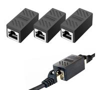 Quesuc 3 Piezas Rj45 Acoplamiento Gigabit Cable Lan Cable De Extensión Ethernet Adaptador Conector Compatible Con Cat8, Cat7, Cat6, Cat5 Patch Cable Dsl Poe 2X Rj45 Socket - Negro