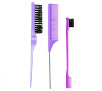 Quesuc 3pcs Cepillos de Peinar Cepillo y Peine de Doble Borde Peine de Cepillo Pelo Cerdas Peine Cepillo Borde Cuidado Peine Cola Rata Resistente Peluquero Peine Peinar Cabello que Incluye Cepillo