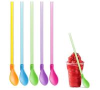 Quesuc 5 Piezas Cuchara De Paja De Colores 2 En 1, Reutilizables Cuchara De Pajitas De Multicolor, Cuchara De Pajitas Extraíble, Cuchara De Pajita Popote De Plástico Para Patidos, Leche, Batidos