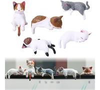 Quesuc 5 Piezas Figuritas De Gatos Miniaturas Decoración Para Coche Decoración Para Monitor De Ordenador Lindas Formas De Gato Resina Para Tablero De Instrumentos De Coche, Consola Central, Oficina