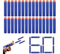Quesuc 60 Piezas Balas Nerf Dardos De Espuma Elite De Punta Plana, Accesorios Para La Serie Nerf N-Strike, Para Niños, Exterior Y Familia