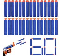 Quesuc 60 Piezas Dardos Nerf Elite Punta Plana Y Ventosa Espuma Para Serie Nerf N-Strike, Para Niños Al Aire Libre Y Uso Familiar Azul