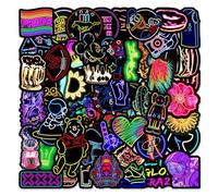 Quesuc Halloween Pegatinas 50 Stickers Neon Bonitas Y Chulos, Impermeable Vinilo Pegatinas Para Scrapbooking Journaling Botella Agua Tablet Ordenador Portatil Diario Skateboard Maletas Bicicleta Etc