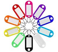 Quesuc - Llavero, 20 etiquetas de plástico de viaje, para identificación de llave de puerta, Maleta, animal de compañía, 10 colores