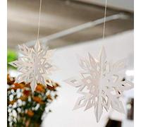 Queta 12 adornos colgantes de copo de nieve, copos de nieve, decoración para el hogar, Navidad, vacaciones, fiestas, cumpleaños, decoración (blanco)