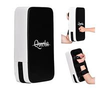 Queta - Almohadillas de cuero PU para Muay Thai, almohadillas de golpeo, almohadillas para la mano, protector de patada, bolsa de boxeo para kickboxing, boxeo tailandés, karate, UFC, MMA, negro-blanco