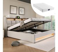 Queta Cama Acolchada con USB y LED, colchón Incluido