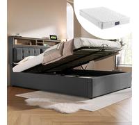 Queta Cama Doble con cabecera USB y Espacio de Almacenamiento