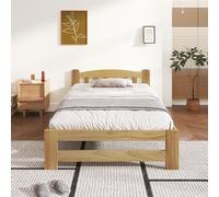 Queta Cama Individual de Madera Maciza con Diseño Natural