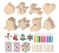Queta Colgantes para Árbol de Navidad 80pcs - Adornos Colgantes de Madera DIY - Artesanía para Pintar - Decoración para Colgar de Niños