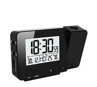 Queta Despertador Proyector, Reloj Despertador Digital con Pantalla LED Reloj de Proyección Digital con Termómetro Interior, Despertador Muestra Tiempo/Fecha/Temperatura/Humedad, Puerto USB (Negro)