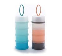Queta Dispensador de Leche en Polvo Infantil, 480 ml Cajas Apilables de Fórmula para Bebé, 4 Capas Contenedor Portátil de Leche en Polvo/Cereales/Comida/Fruta/Bocadillos (Azul+Rosa)