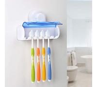Queta Estante de plástico con Ventosa para cepillos de Dientes, Blanco.