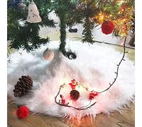 Queta Falda Árbol de Navida. Manta Redonda para árbol de Navidad,Falda de árbol para Fiesta de Navidad Decoraciones navideñas (122 cm de diámetro), de Color Blanco