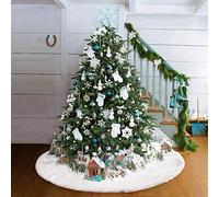 Queta Falda Árbol de Navida. Manta Redonda para árbol de Navidad,Falda de árbol para Fiesta de Navidad Decoraciones navideñas (90cm de diámetro), de Color Blanco